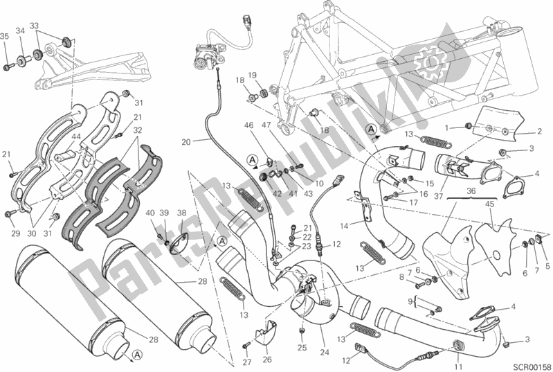 Todas as partes de Sistema De Exaustão do Ducati Streetfighter 848 USA 2014